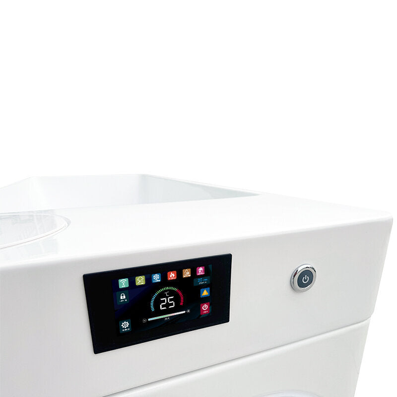 Orivon Frost Cold Plunge Tub in White, control panel detail