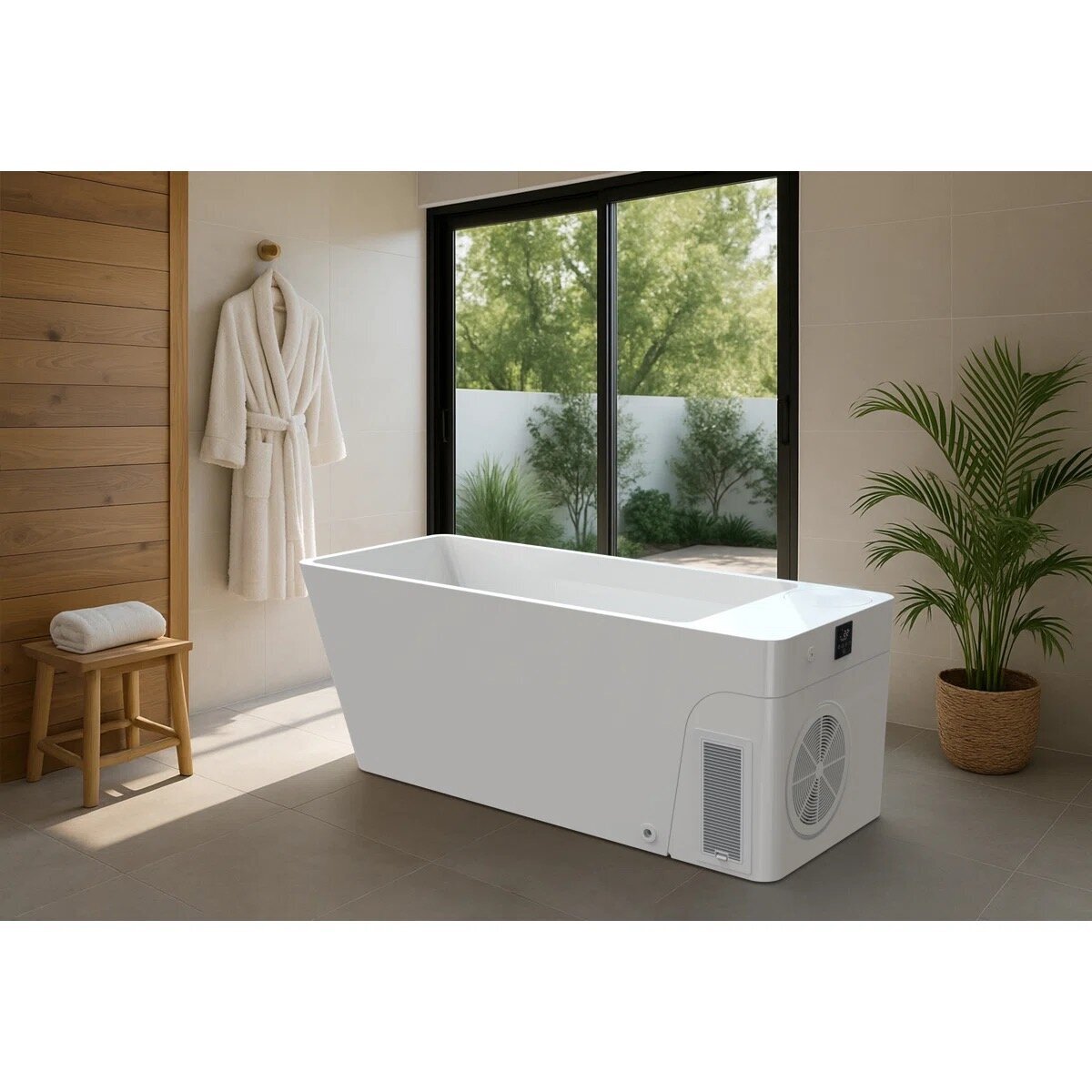 Orivon Frost Cold Plunge Tub in White, in a home setting