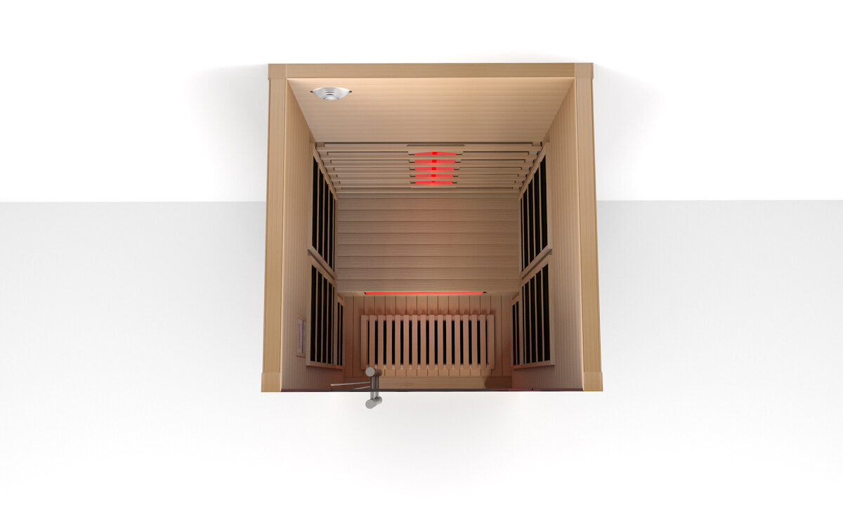 Orivon Lumin Infrared Sauna One, front view with door closed
