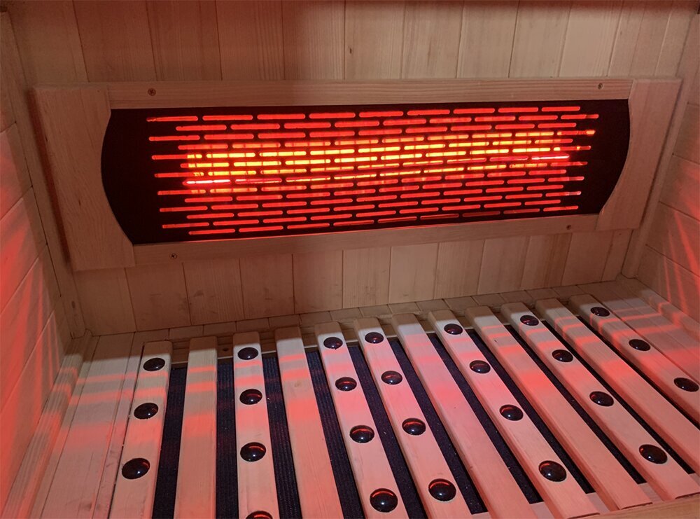 Orivon Lumin Infrared Sauna Three, wide interior view