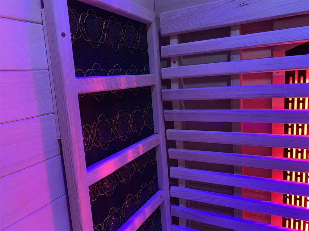 Orivon Lumin Infrared Sauna Two, wide interior view